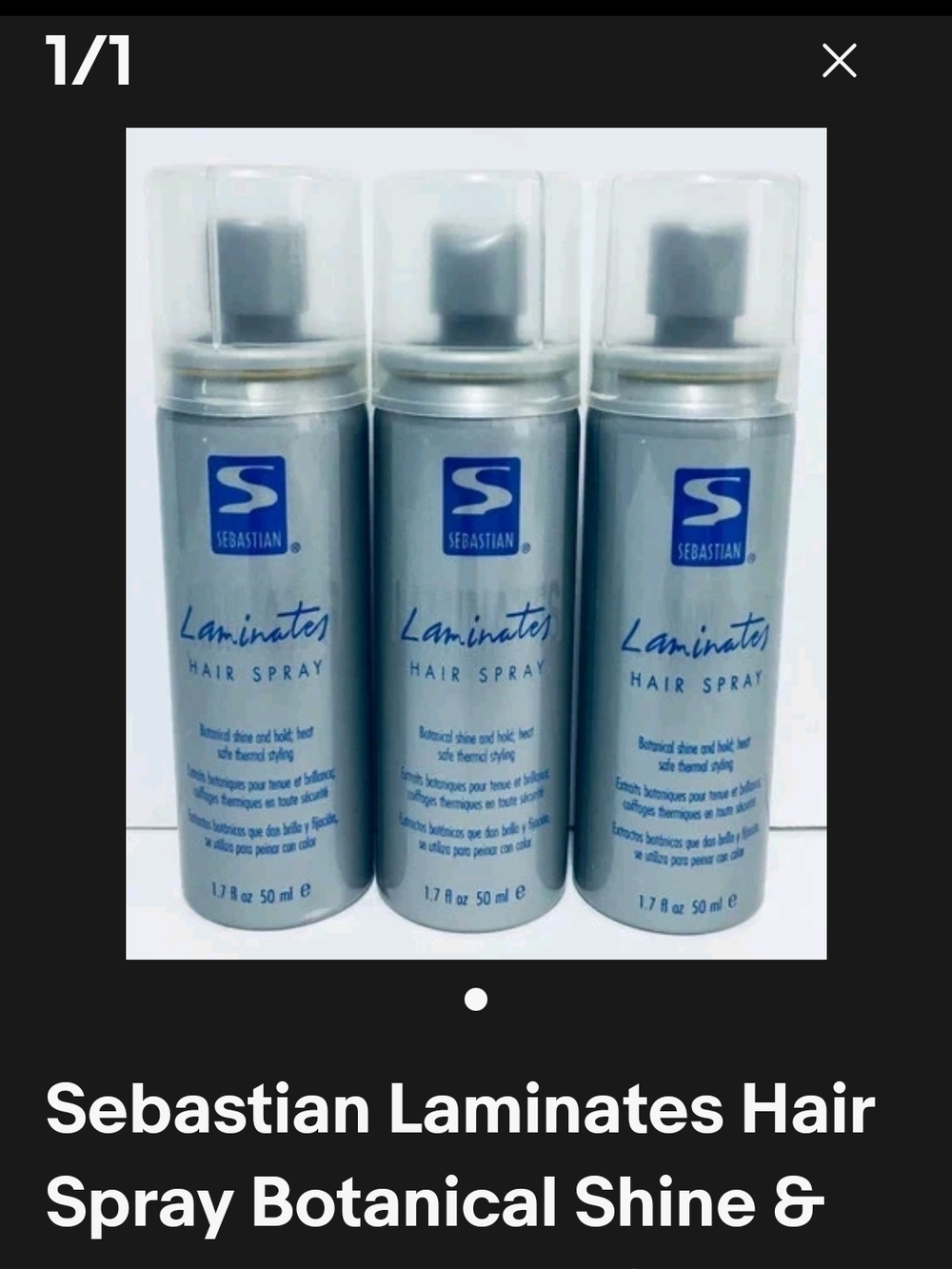 Sebastian Laminates Hair Spray - Silver Shine 3x 1.7oz Travel SIZE Cans